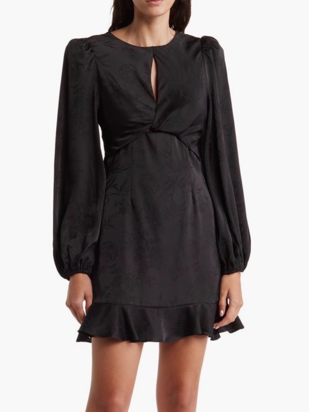 ASTR Satin Jacquard Mini Dress with Twist Front